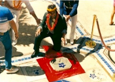 Al Harrington at King's Village where he left his handprints
